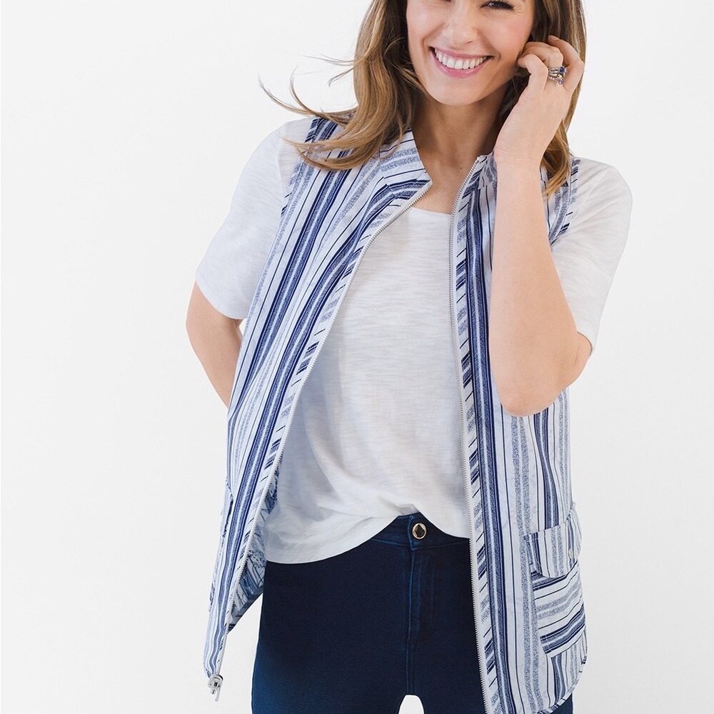 Chico's Zenergy Paisley Vest in Blue and White